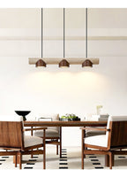 Suspension moderne Grafton en Travertin jaune et noyer