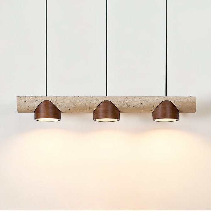Suspension moderne Grafton en Travertin jaune et noyer