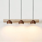 Suspension moderne Grafton en Travertin jaune et noyer