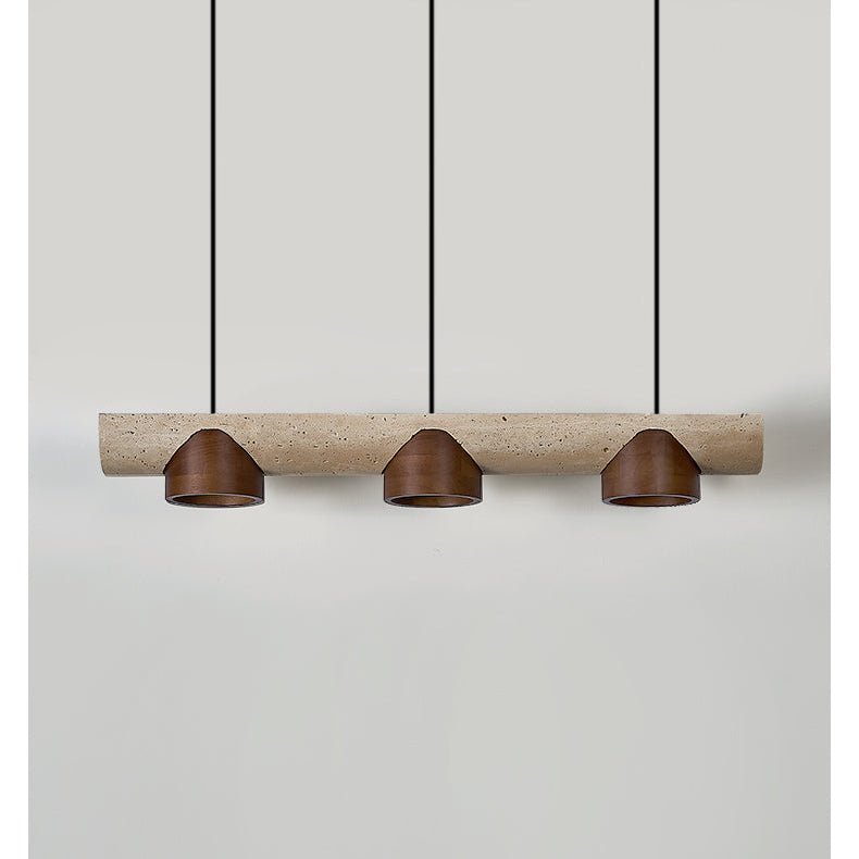 Suspension moderne Grafton en Travertin jaune et noyer