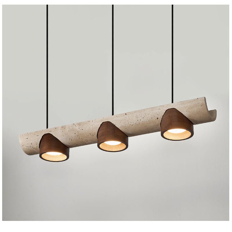 Suspension moderne Grafton en Travertin jaune et noyer