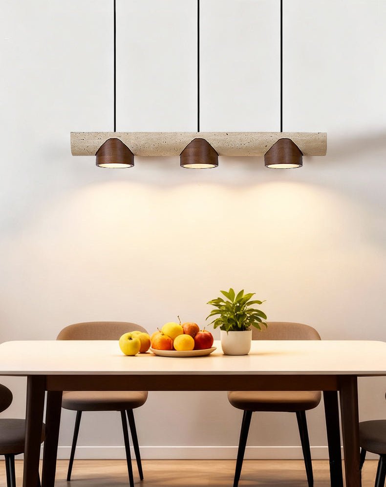 Suspension moderne Grafton en Travertin jaune et noyer
