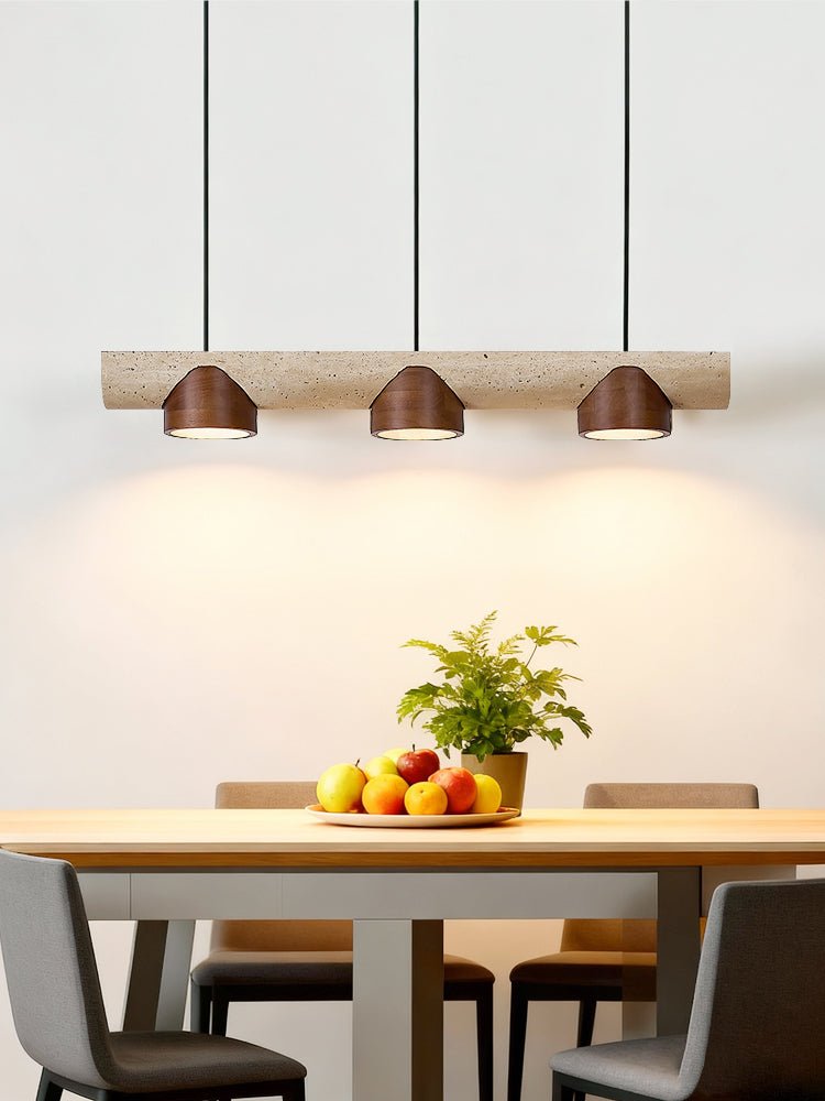 Suspension moderne Grafton en Travertin jaune et noyer