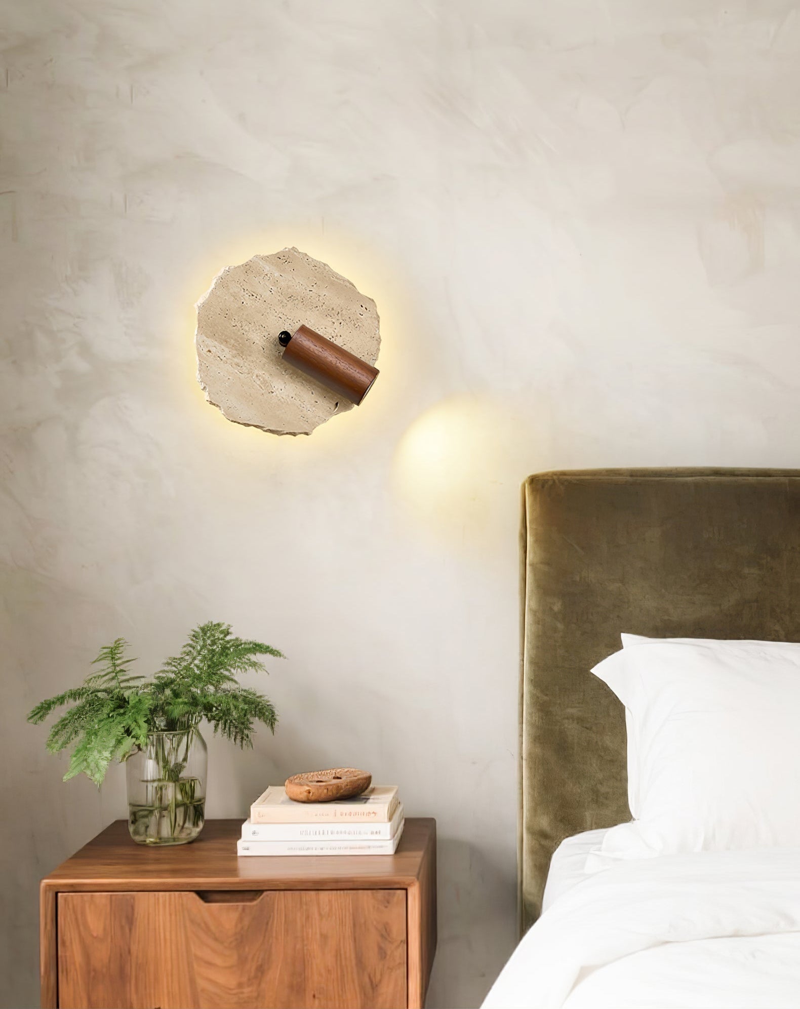 Applique murale moderne Kase en Travertin jaune et noyer