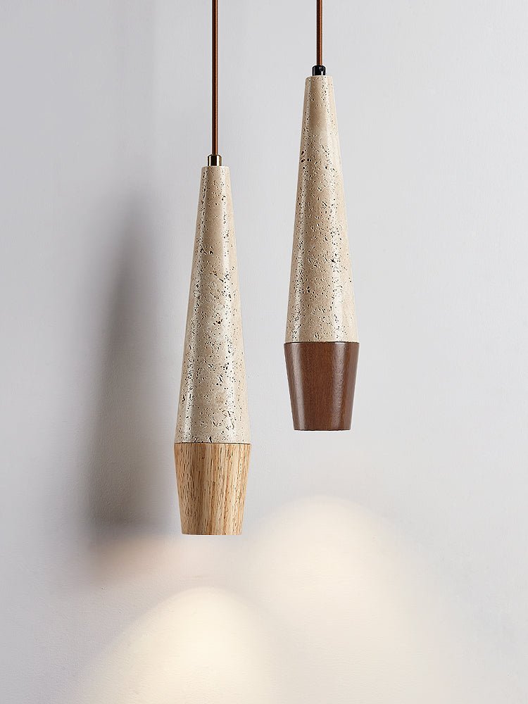 Suspension moderne Ives en Noyer et travertin jaune