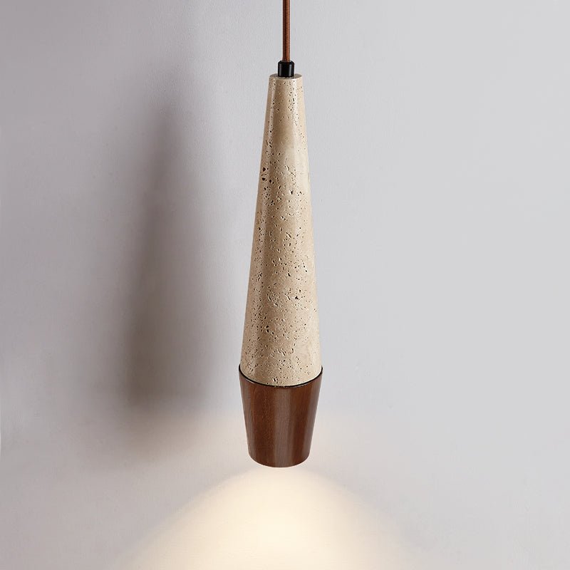 Suspension moderne Ives en Bois et travertin jaune