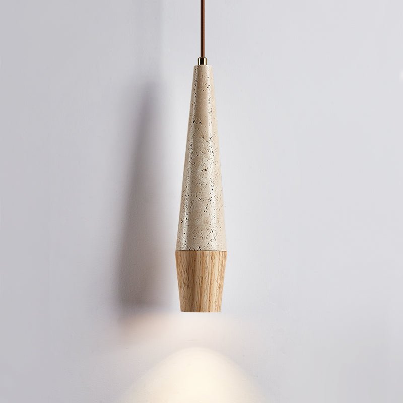 Suspension moderne Ives en Bois et travertin jaune