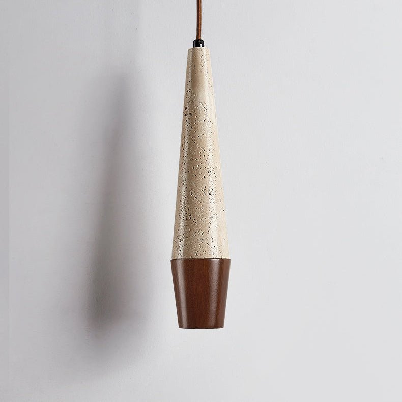Suspension moderne Ives en Bois et travertin jaune