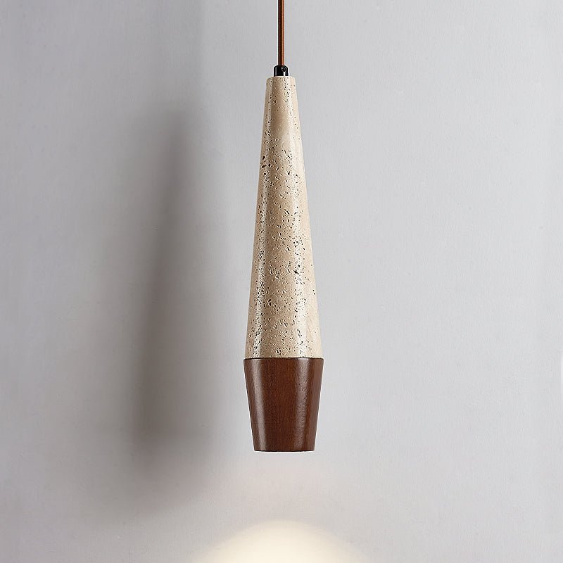 Suspension moderne Ives en Noyer et travertin jaune