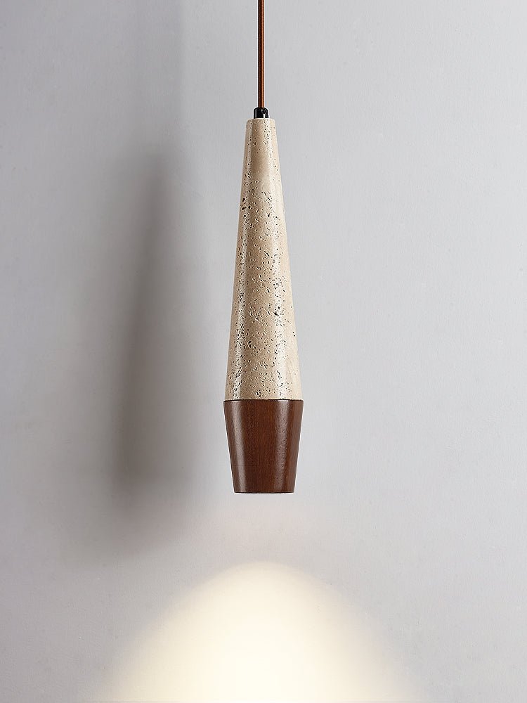 Suspension moderne Ives en Noyer et travertin jaune