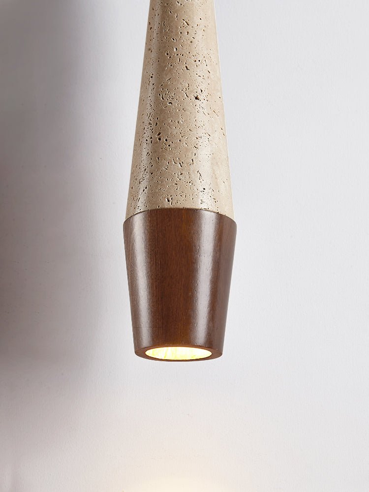 Suspension moderne Ives en Bois et travertin jaune