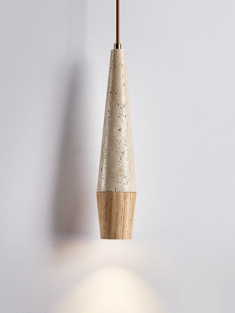 Suspension moderne Ives en Noyer et travertin jaune