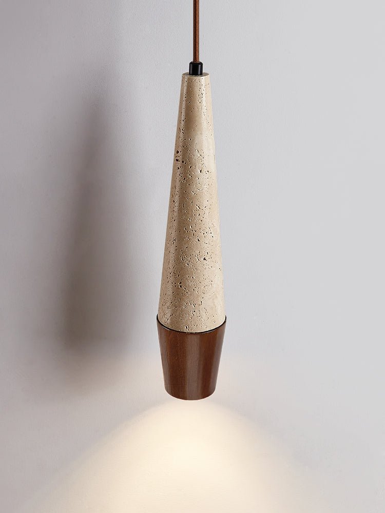 Suspension moderne Ives en Noyer et travertin jaune