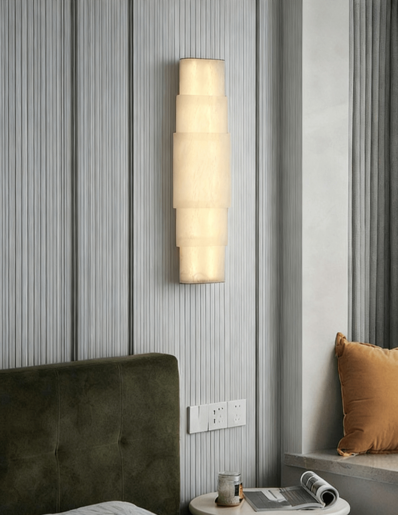 Applique murale moderne Colan en Albâtre Blanc