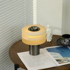 Lampe à poser moderne Mogens en Albâtre Argenté et blanc