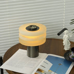 Lampe à poser moderne Mogens en Albâtre Argenté et blanc