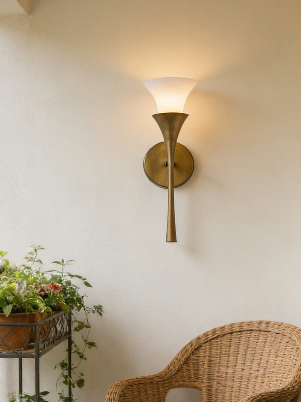 Antique Brass Cone Wall Sconce