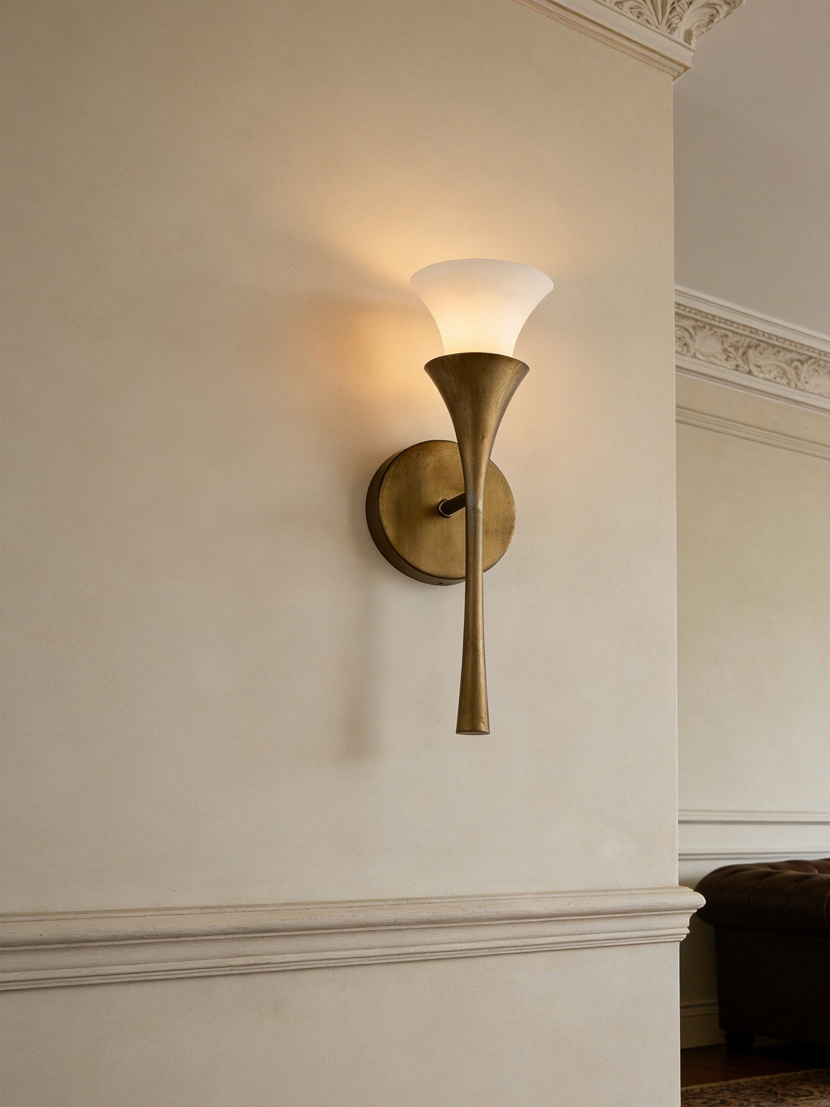 Antique Brass Cone Wall Sconce