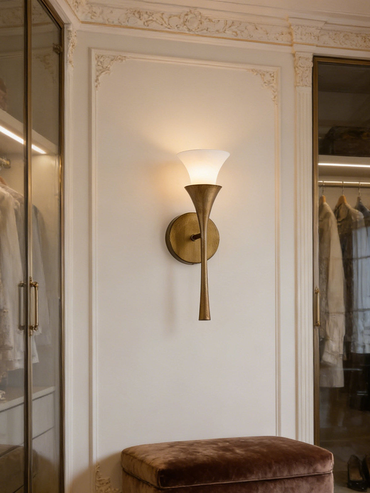 Antique Brass Cone Wall Sconce