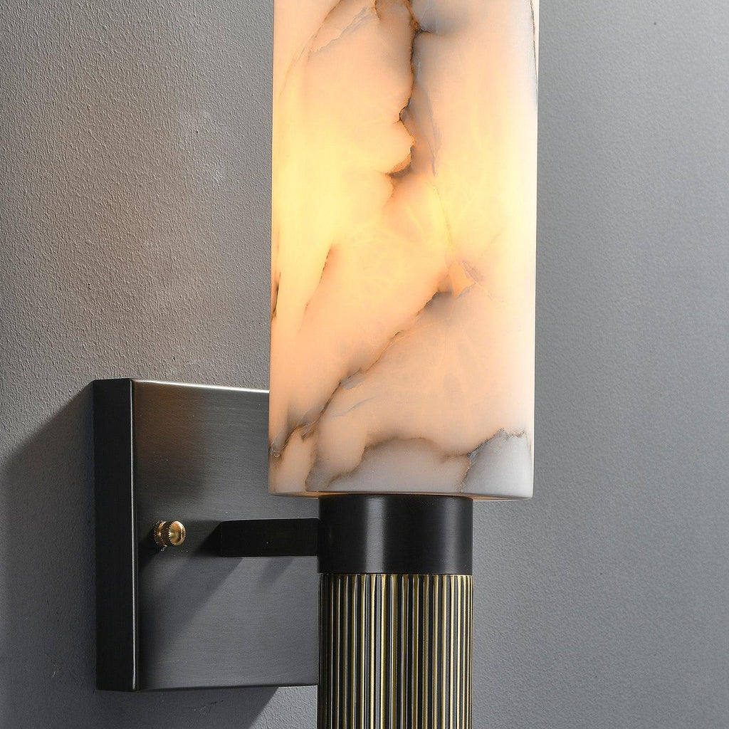 Applique murale moderne Weld en Albâtre Noirci et blanc marbre