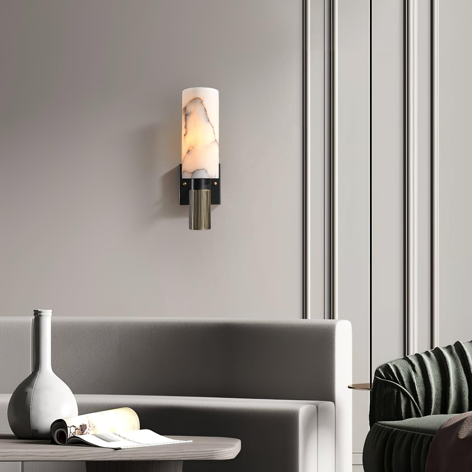 Applique murale moderne Weld en Albâtre Noirci et blanc marbre