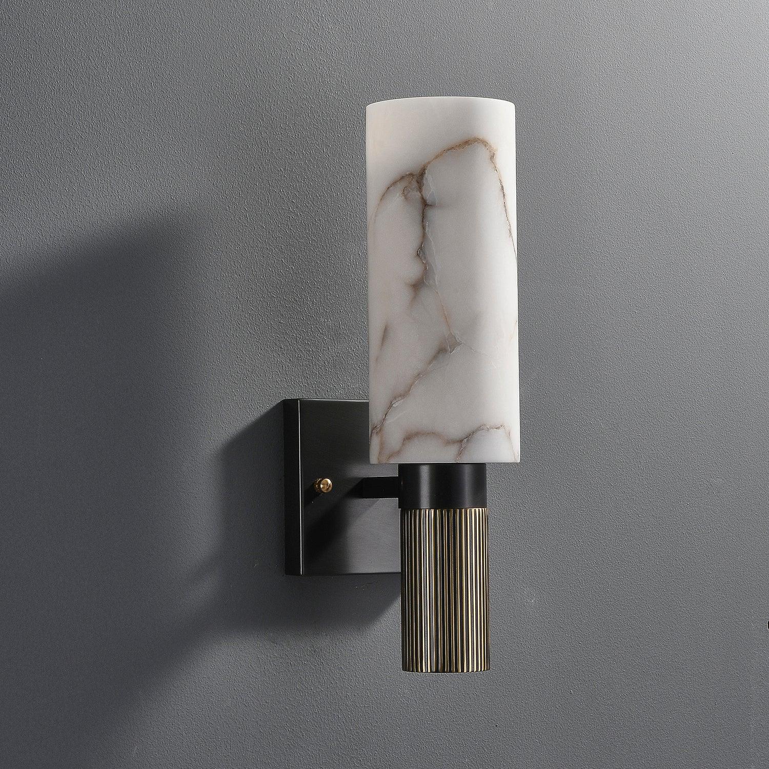 Applique murale moderne Weld en Albâtre Noirci et blanc marbre