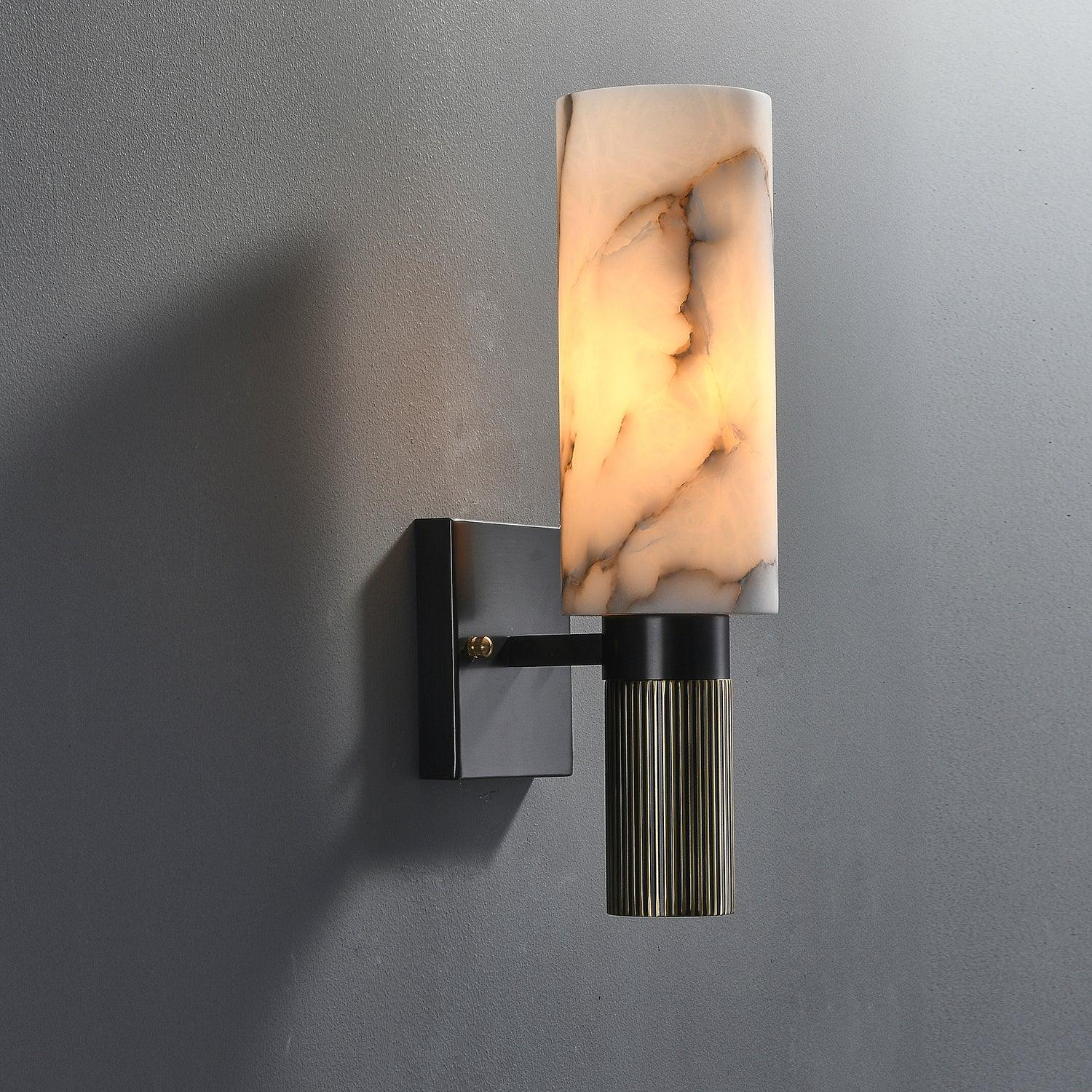 Applique murale moderne Weld en Albâtre Noirci et blanc marbre