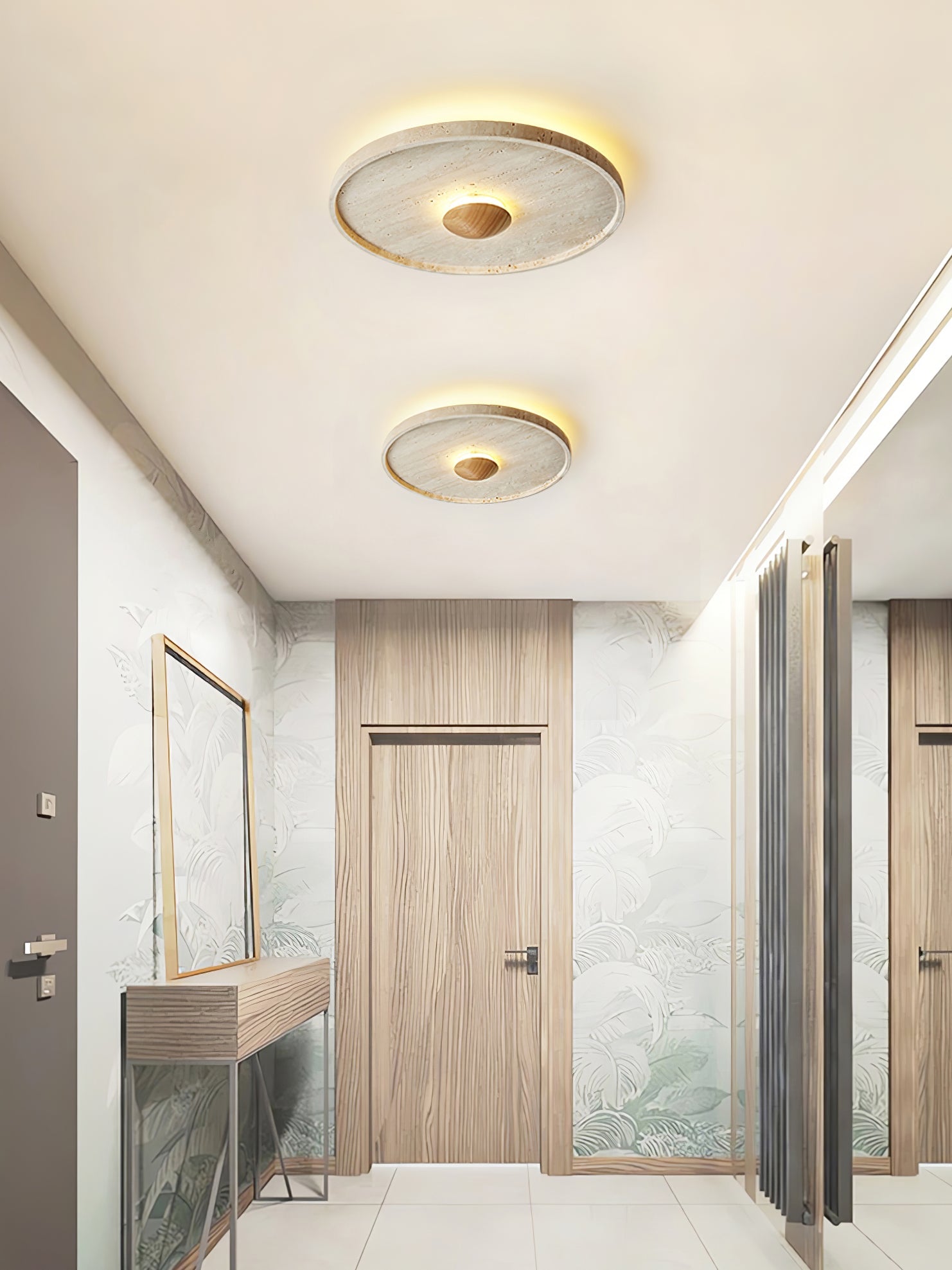 Plafonnier moderne Alv en Bois et travertin jaune