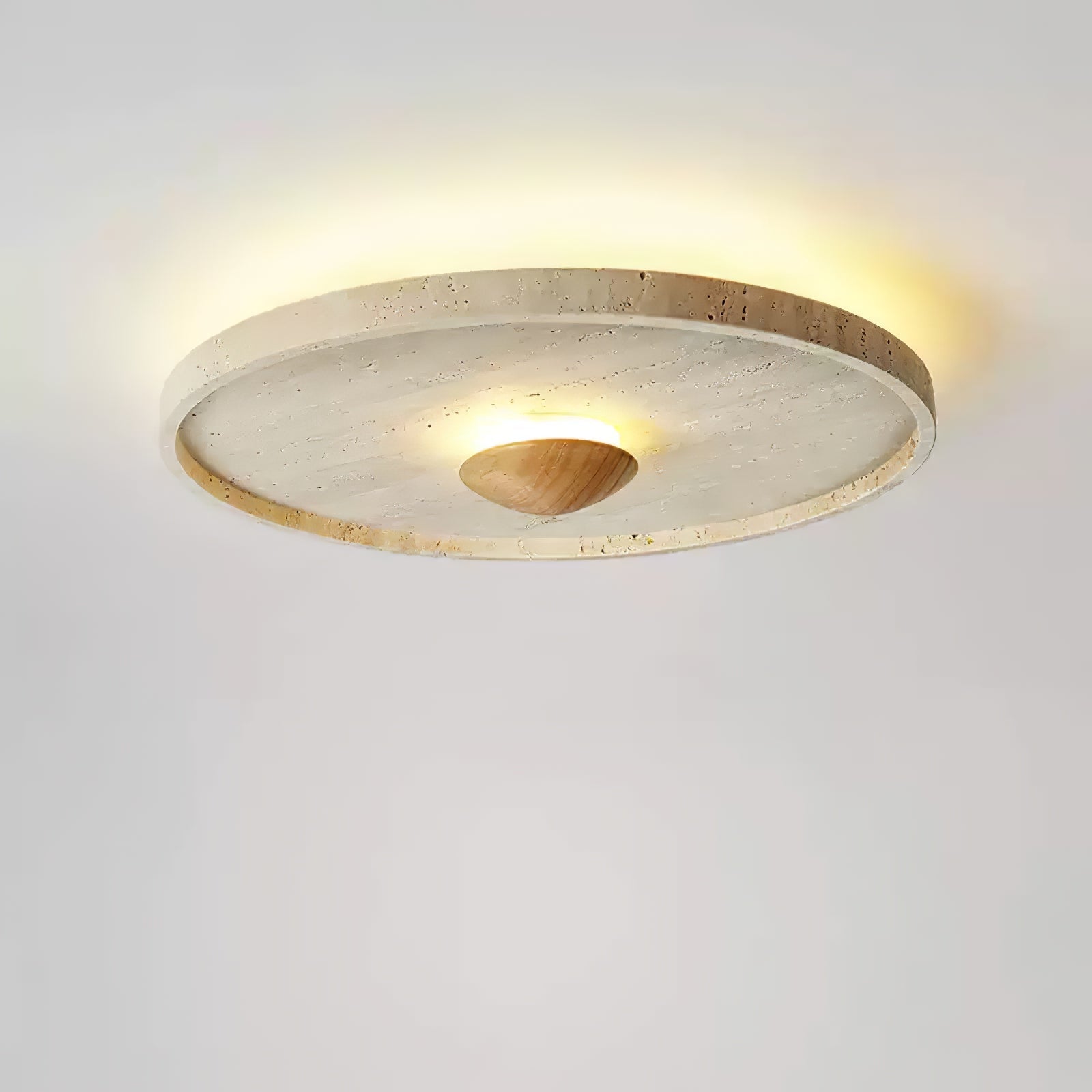 Plafonnier moderne Alv en Bois et travertin jaune
