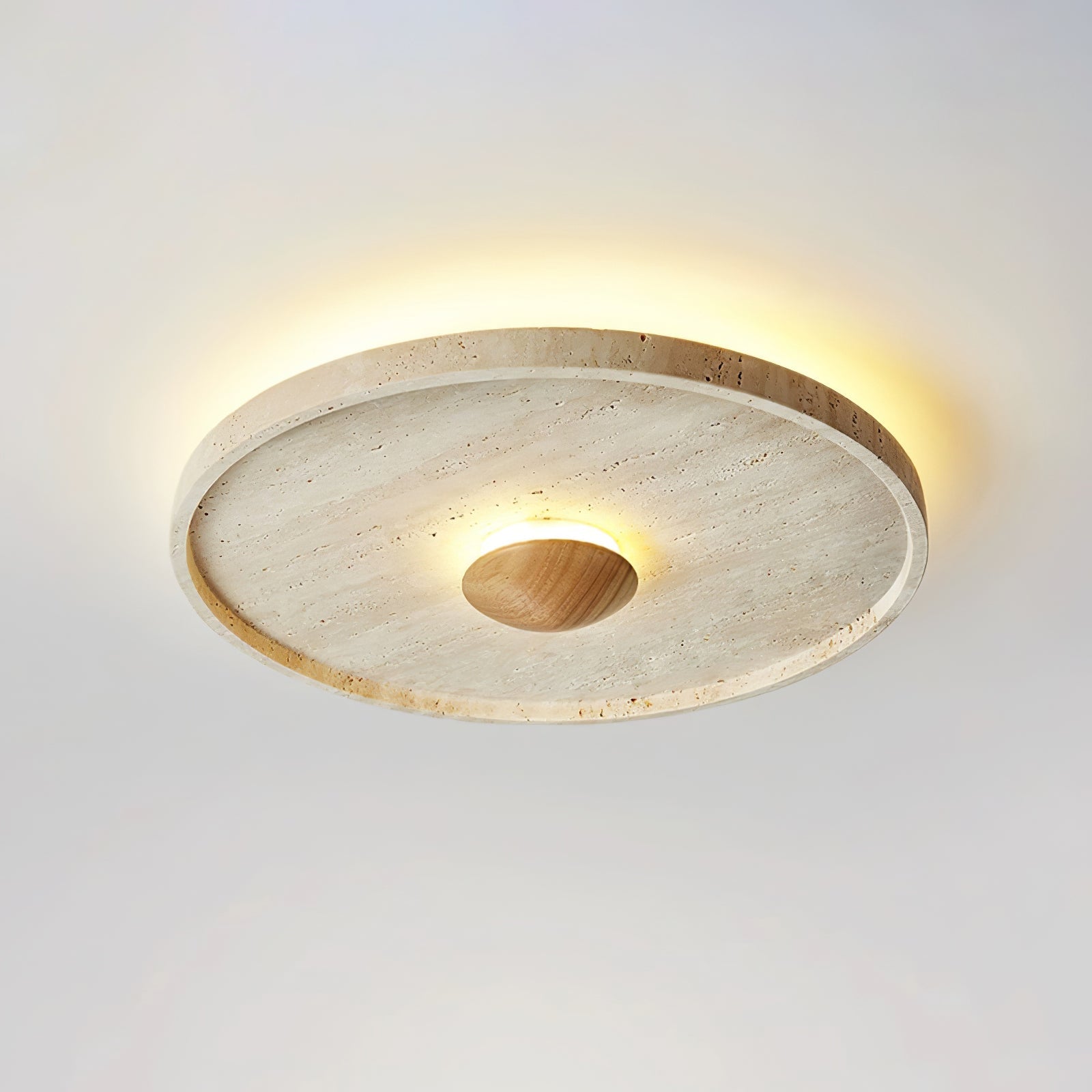 Plafonnier moderne Alv en Bois et travertin jaune