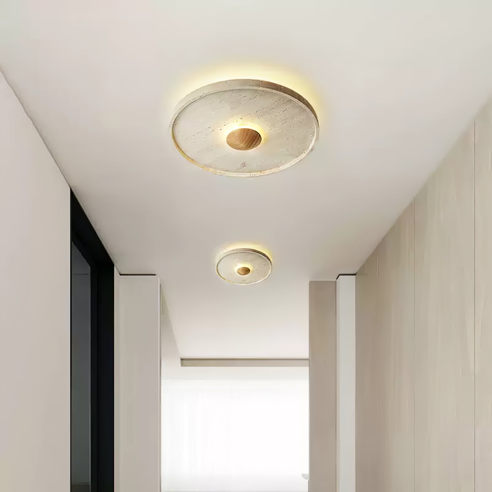 Plafonnier moderne Alv en Bois et travertin jaune