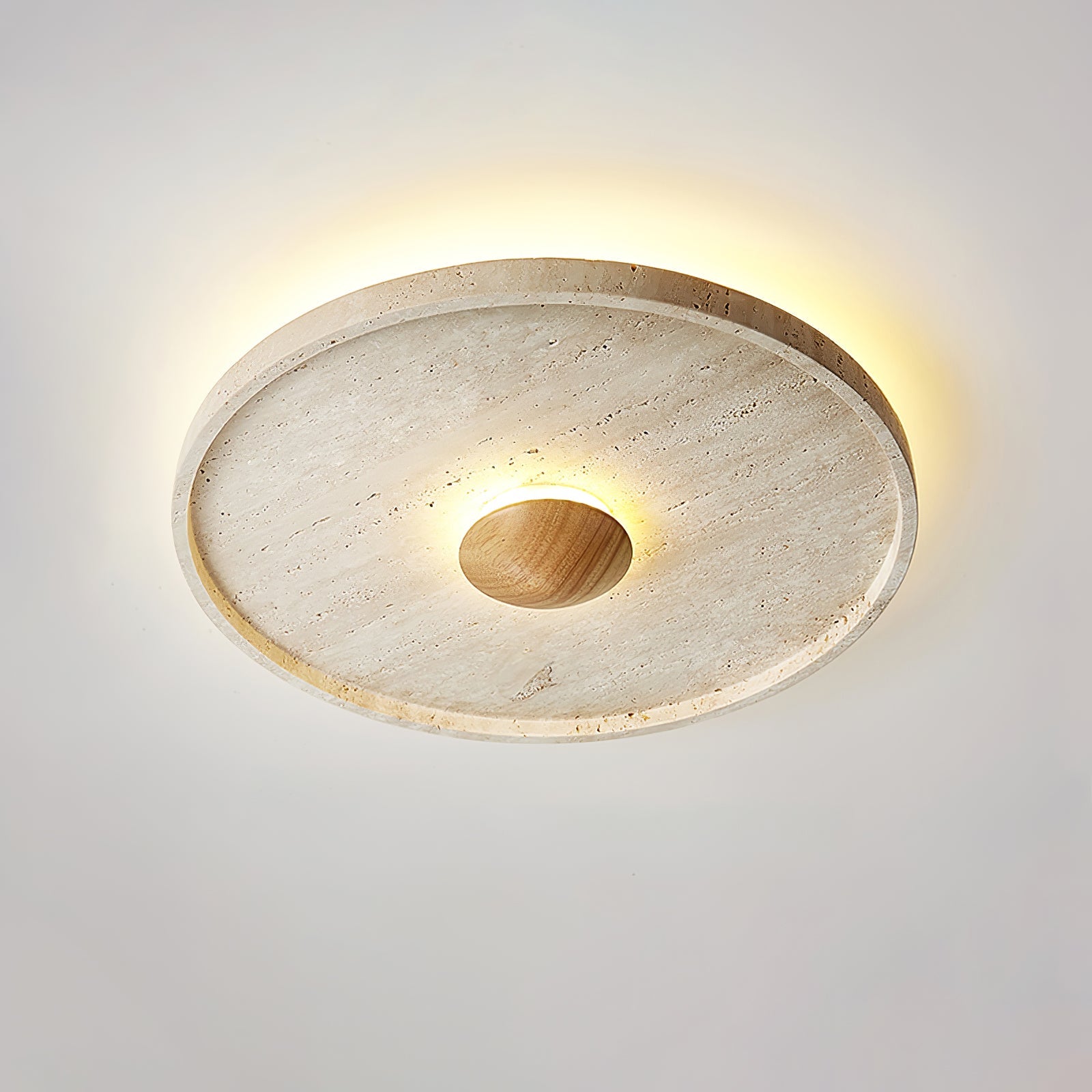 Plafonnier moderne Alv en Bois et travertin jaune