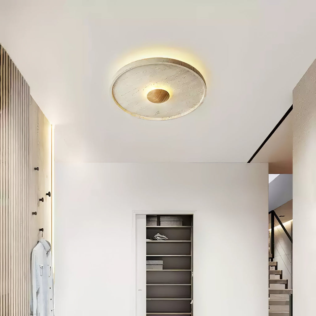 Plafonnier moderne Alv en Bois et travertin jaune