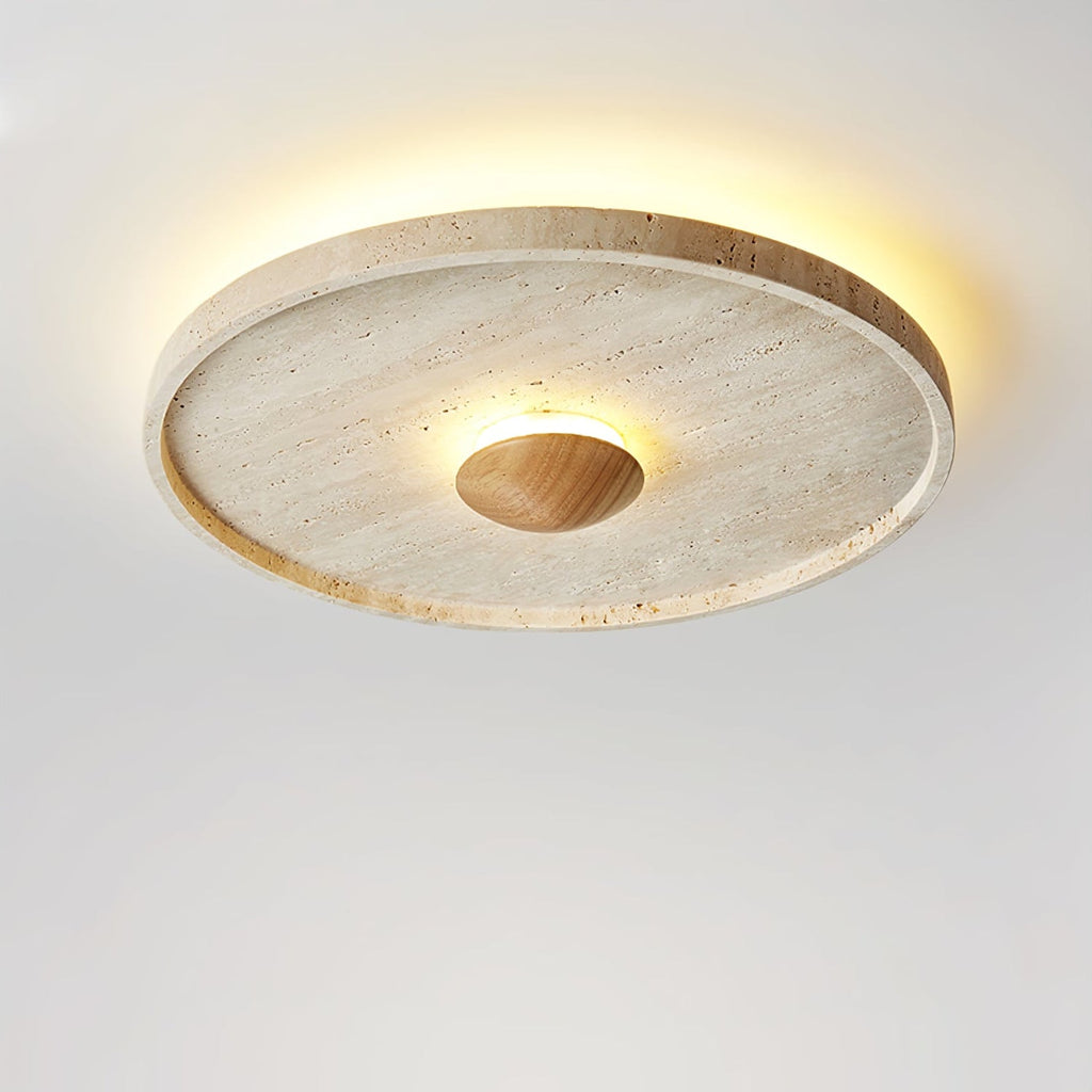 Plafonnier moderne Alv en Bois et travertin jaune