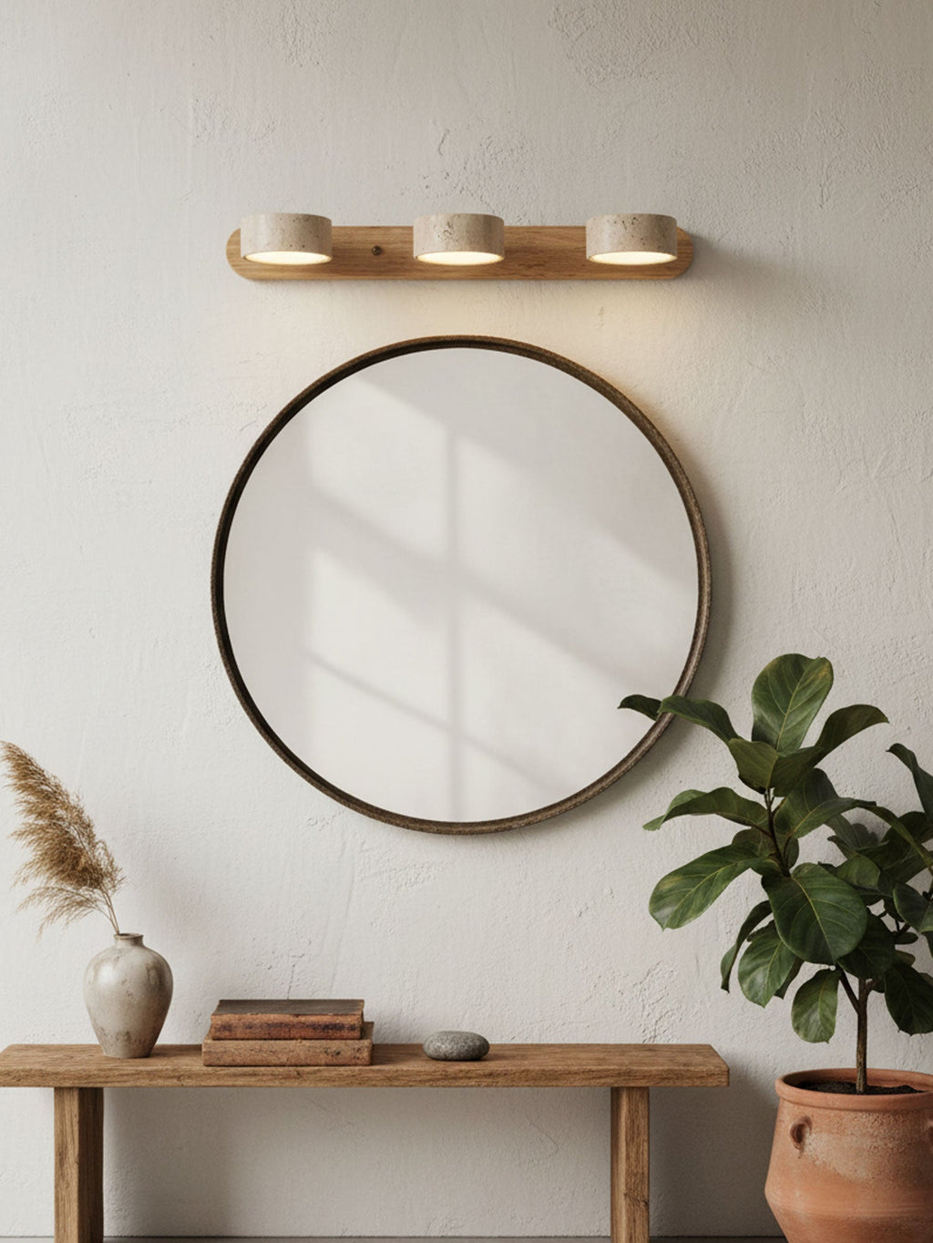 Applique murale moderne Sippo en Travertin Noyer