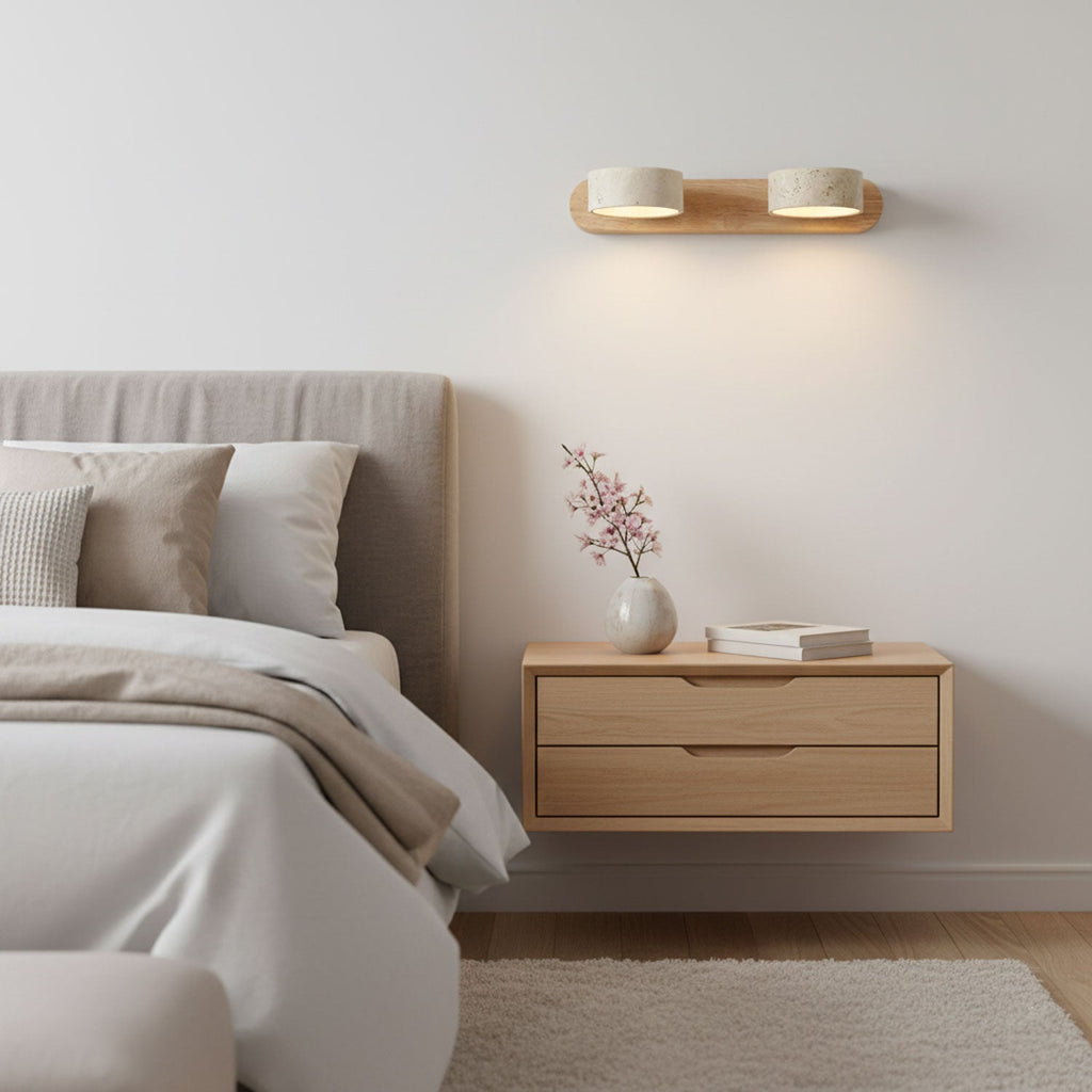 Applique murale moderne Sippo en Travertin Bois