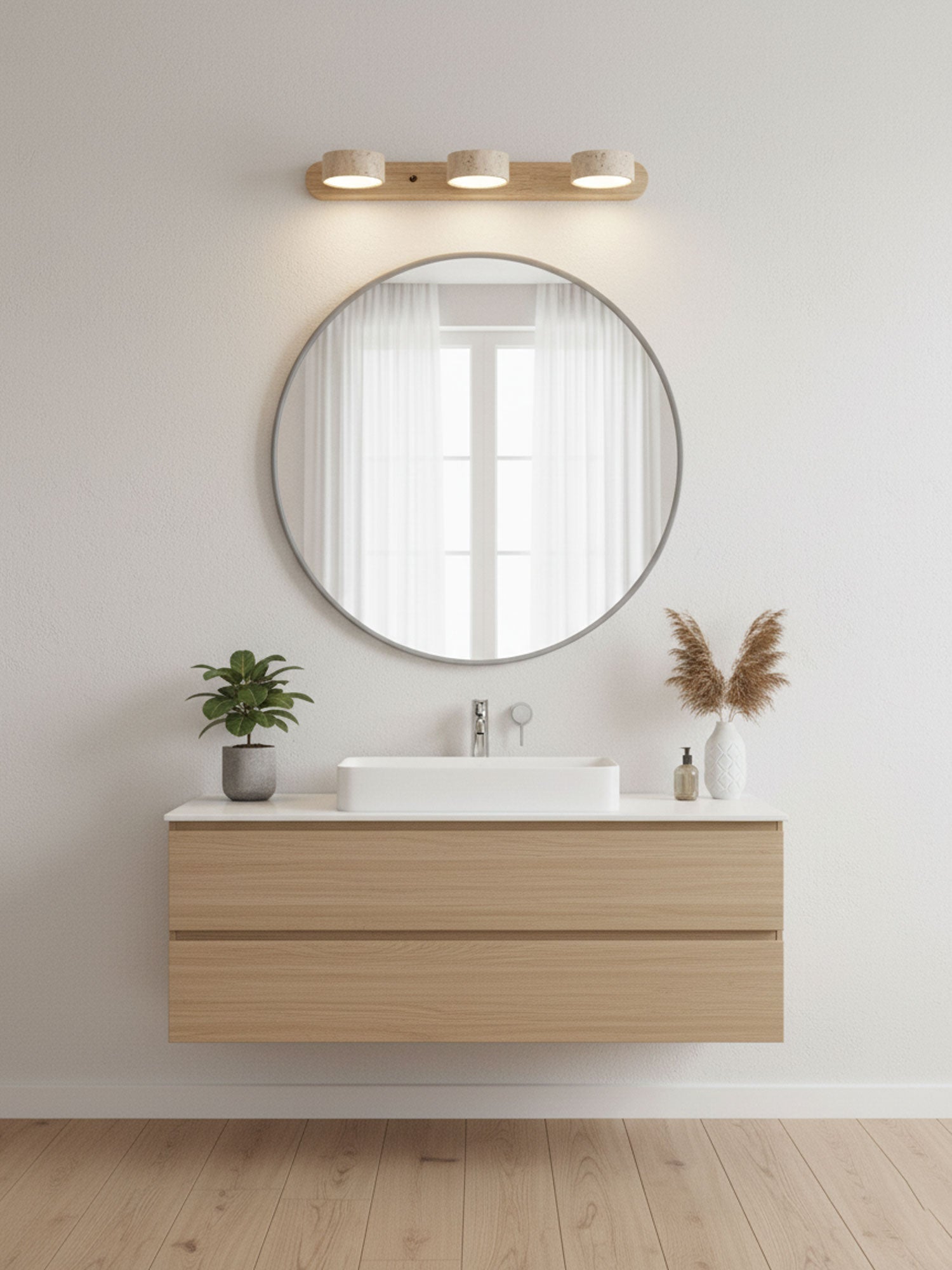 Applique murale moderne Sippo en Travertin Noyer