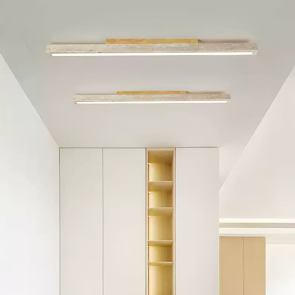 Plafonnier moderne Rekved en Foncé noyer et travertin jaune