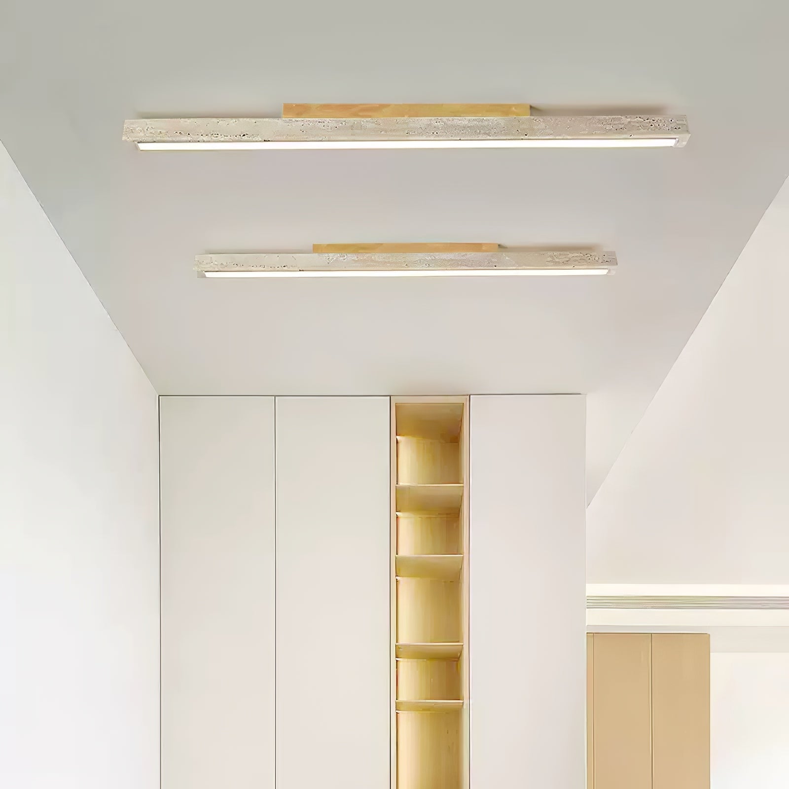 Plafonnier moderne Rekved en Foncé noyer et travertin jaune