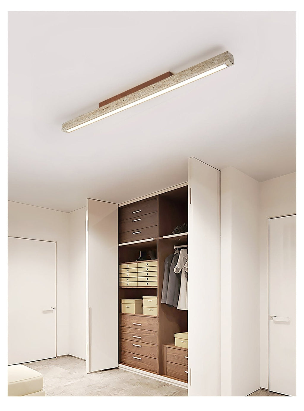 Plafonnier moderne Rekved en Bois et travertin jaune