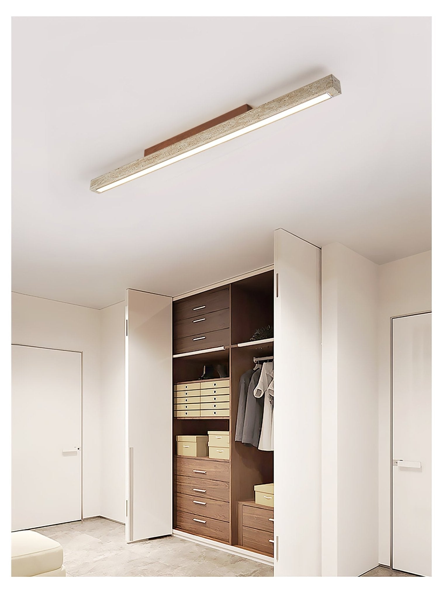Plafonnier moderne Rekved en Bois et travertin jaune