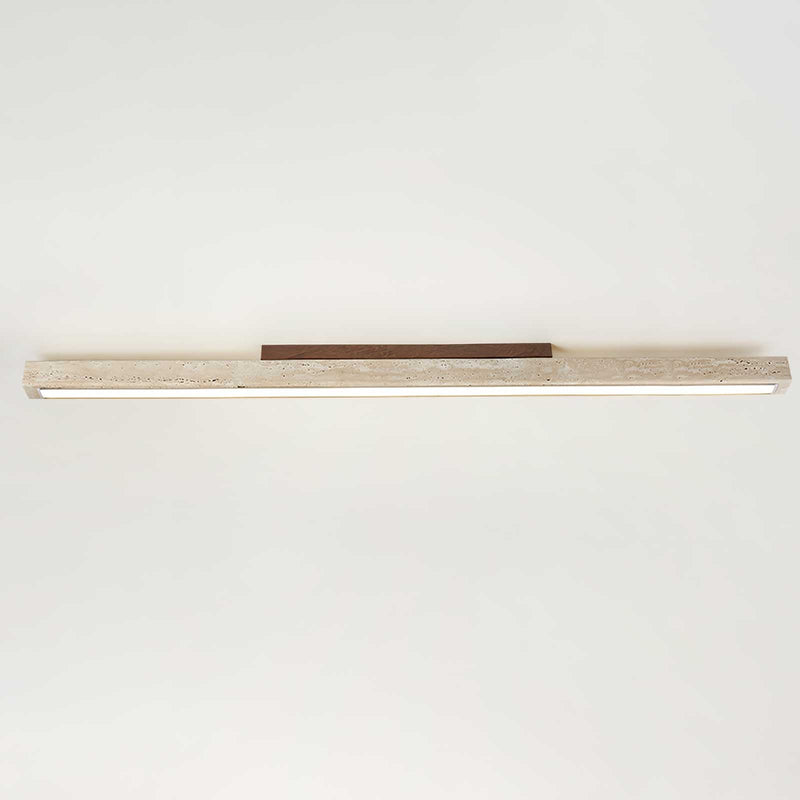 Rekved Modern Flush Mount Ceiling Light in Dark Walnut & Yellow Travertine