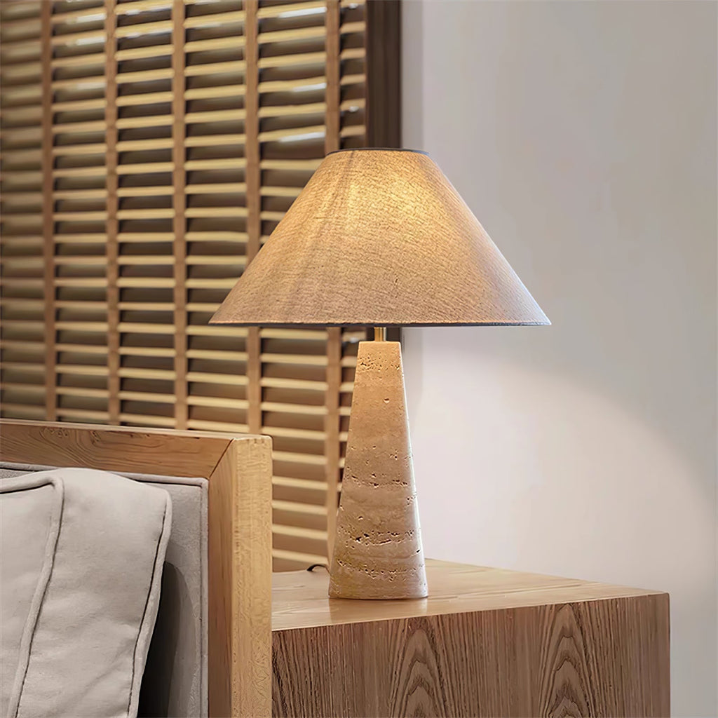 Lampe à poser moderne Rekved en Travertin jaune et blanc