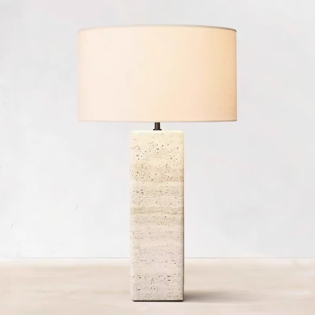 Lampe à poser moderne Rekved en Travertin jaune et blanc