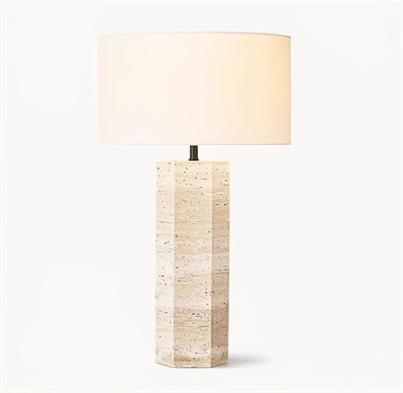 Lampe à poser moderne Rekved en Travertin jaune et blanc