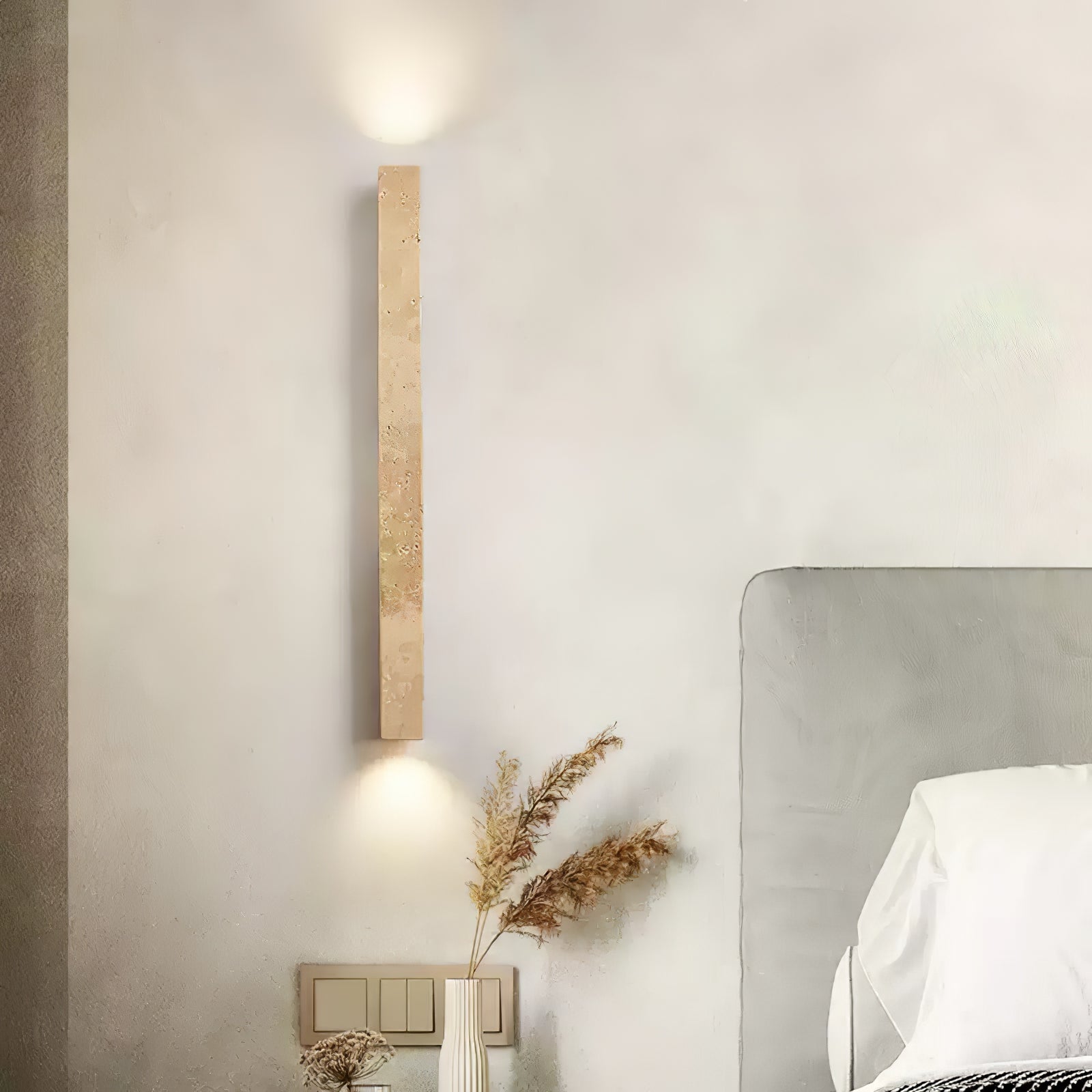 Applique murale moderne Rekved en Bois et travertin jaune