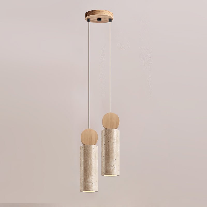 Suspension moderne Torsten en Travertin jaune et bois