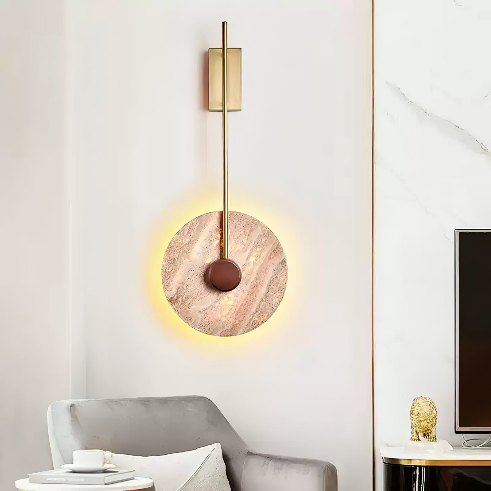 Applique murale moderne Eldric en Noir et travertin jaune