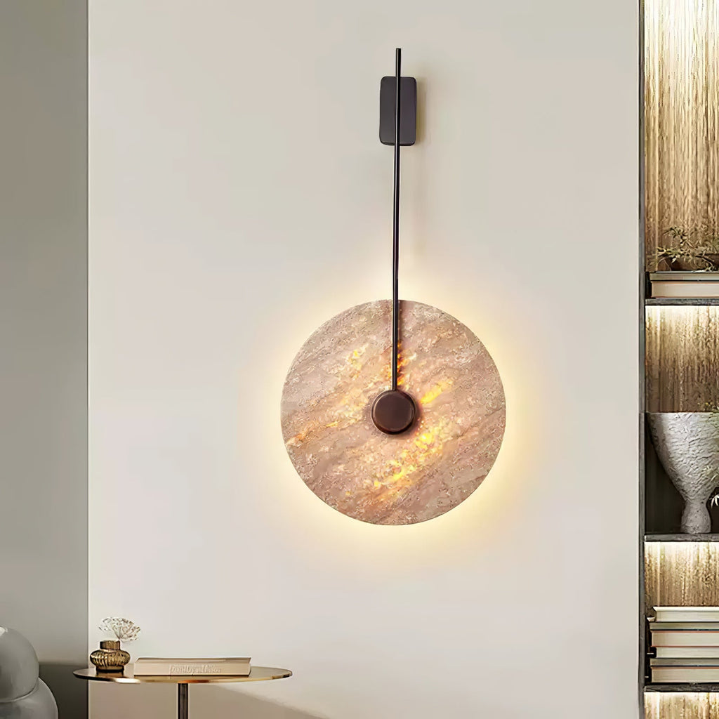 Applique murale moderne Eldric en Noir et travertin jaune