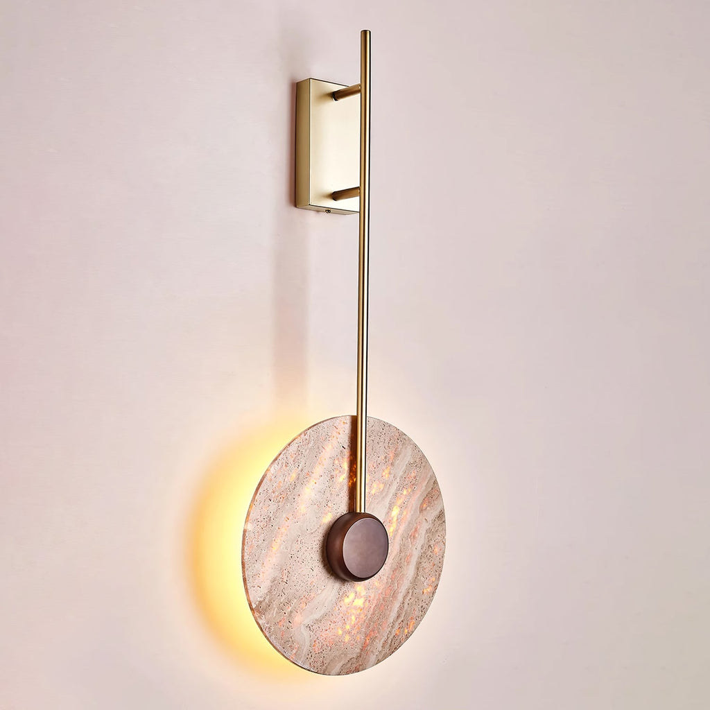Applique murale moderne Eldric en Noir et travertin jaune